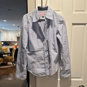 Lilly Pulitzer Blue and White Striped Casual Shirt